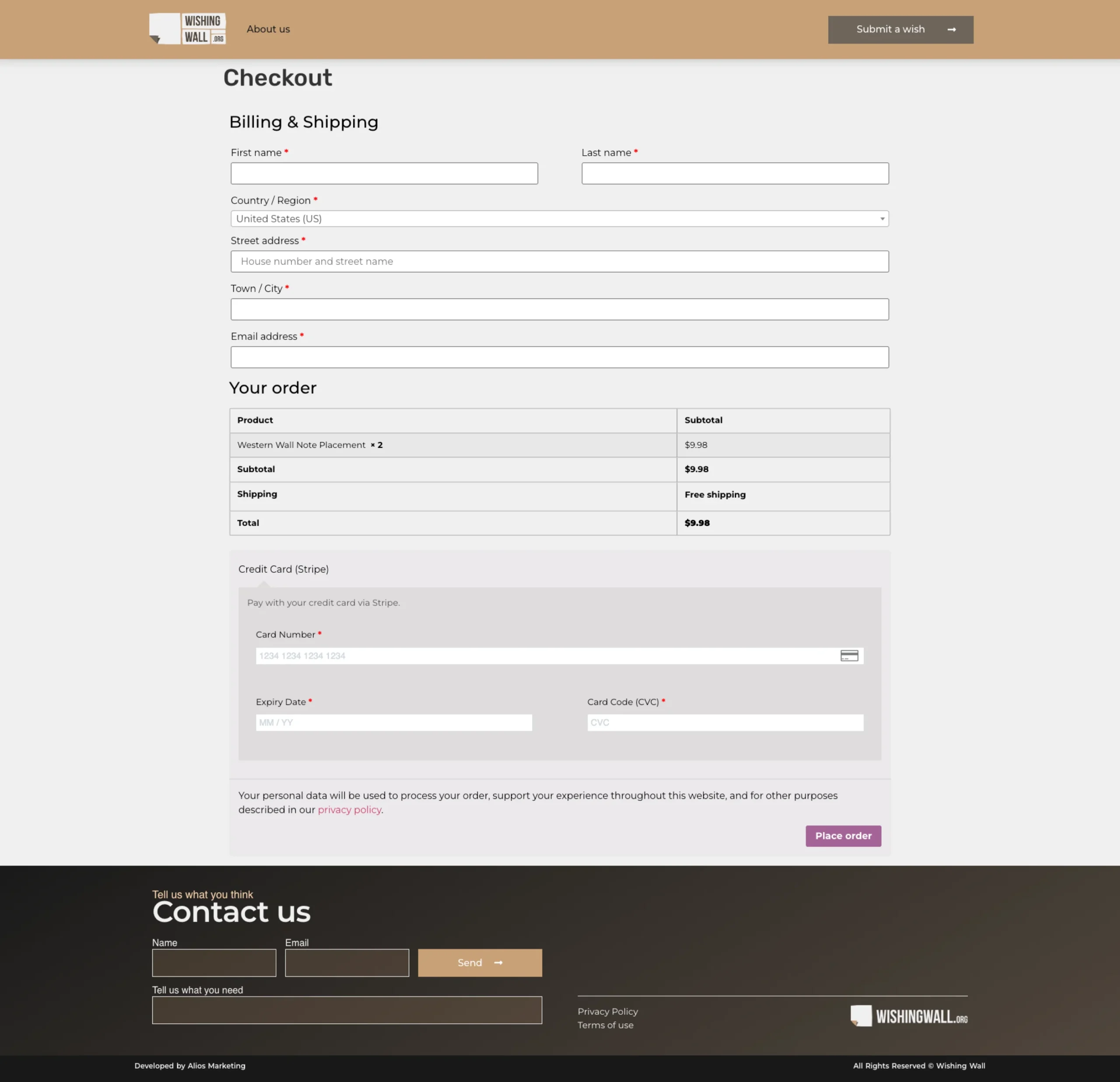 Before: default WooCommerce checkout
